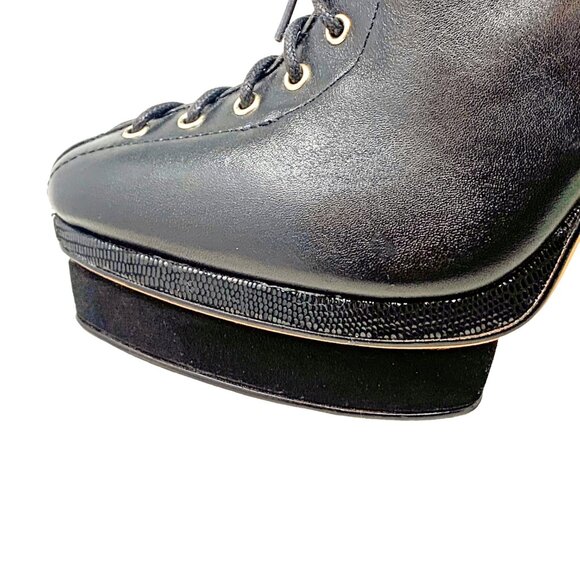 Ann‎ Taylor Axia Black Leather Platform Corset Stiletto Booties **NWOB - Picture 4 of 12